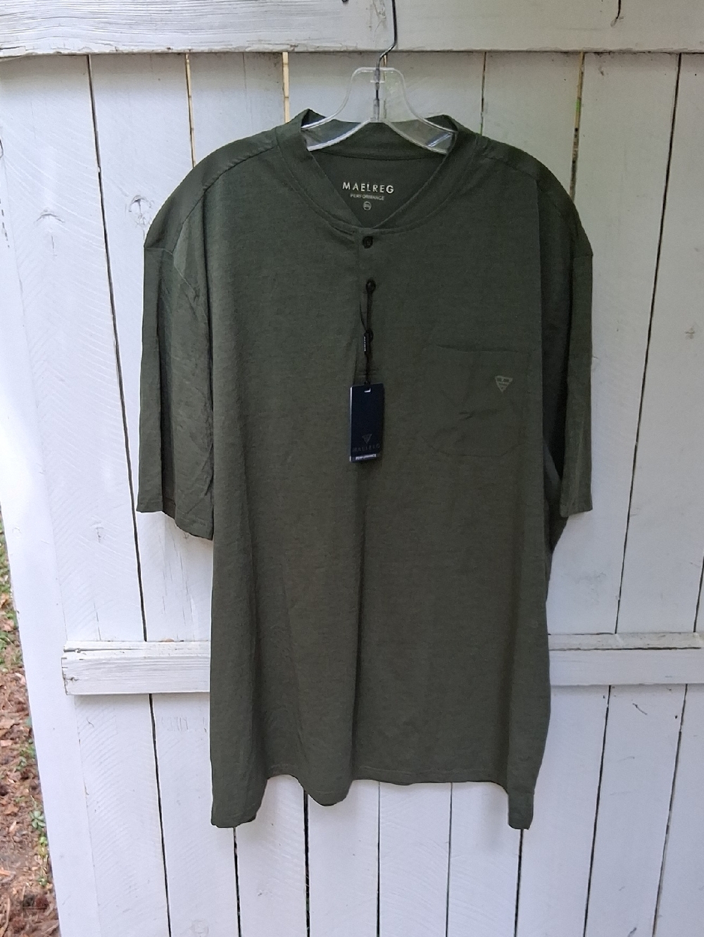 Maelreg Men's Olive Green Casual Button-Down Pocket Shirt [NEW]206
